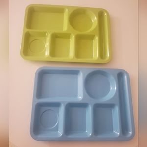 Set of two melamine TV dinner trays